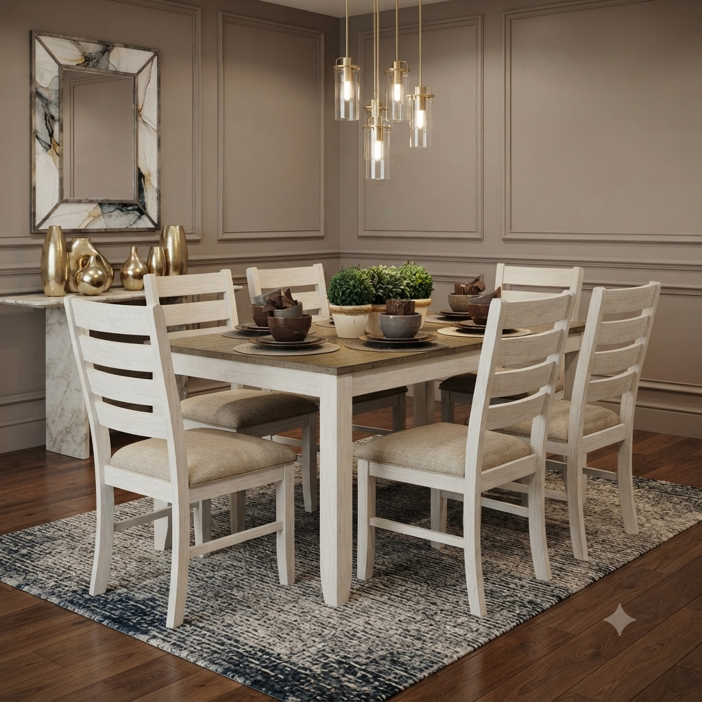 Square Family Dining Table Set (2)
