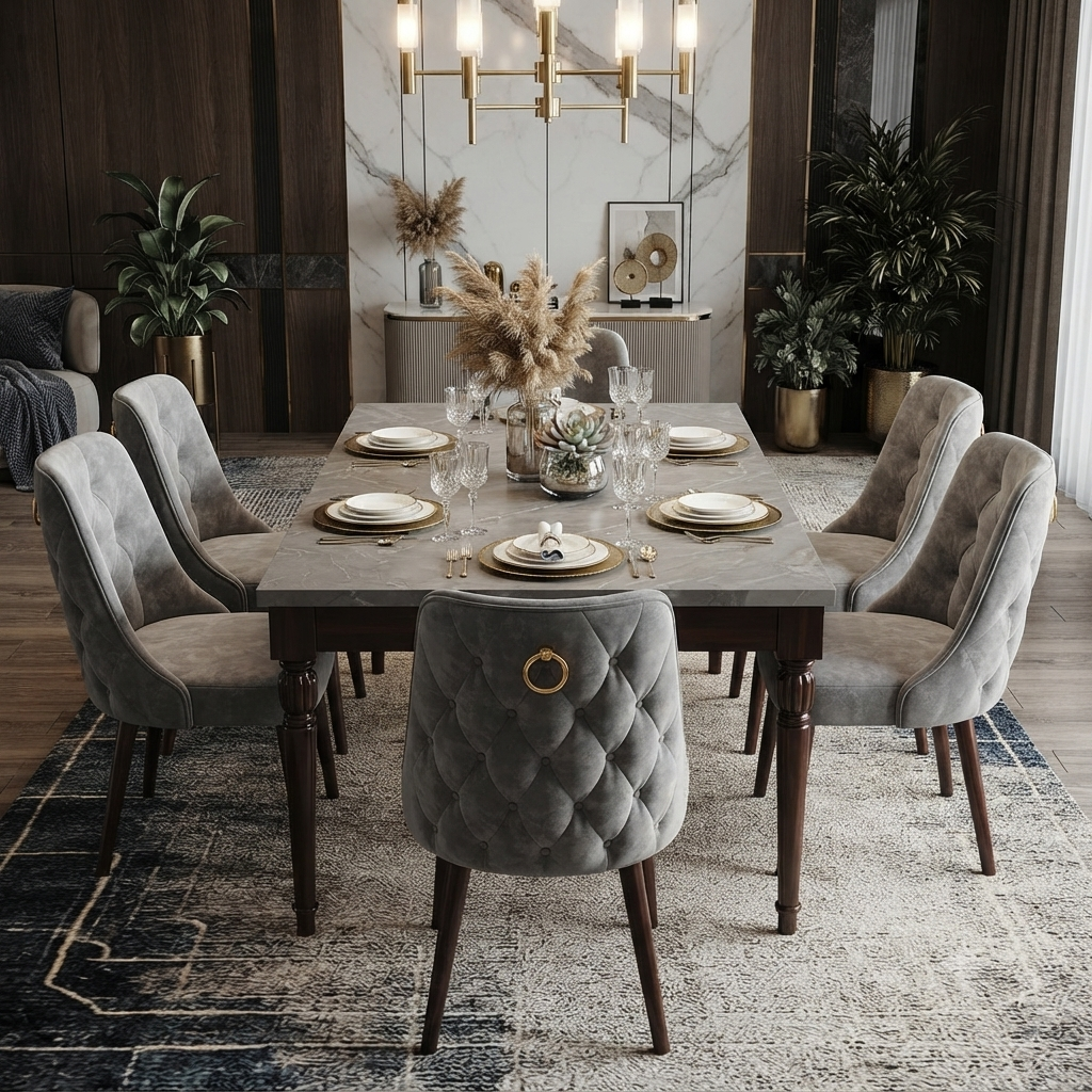 Compact Round Marble Dining Table