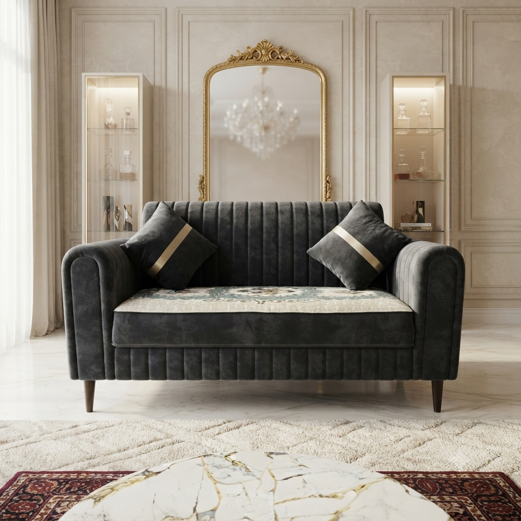 Modern Black Upholstered Sofa