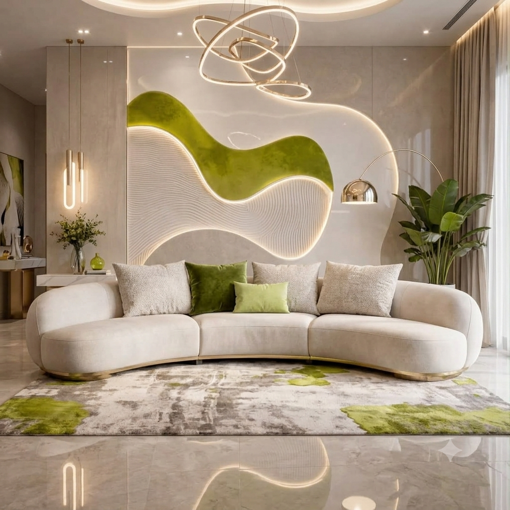 Curved White Luxury Sofa Set