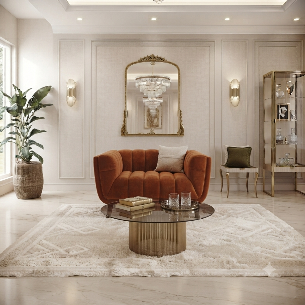 Warm Brown Velvet Sofa Set