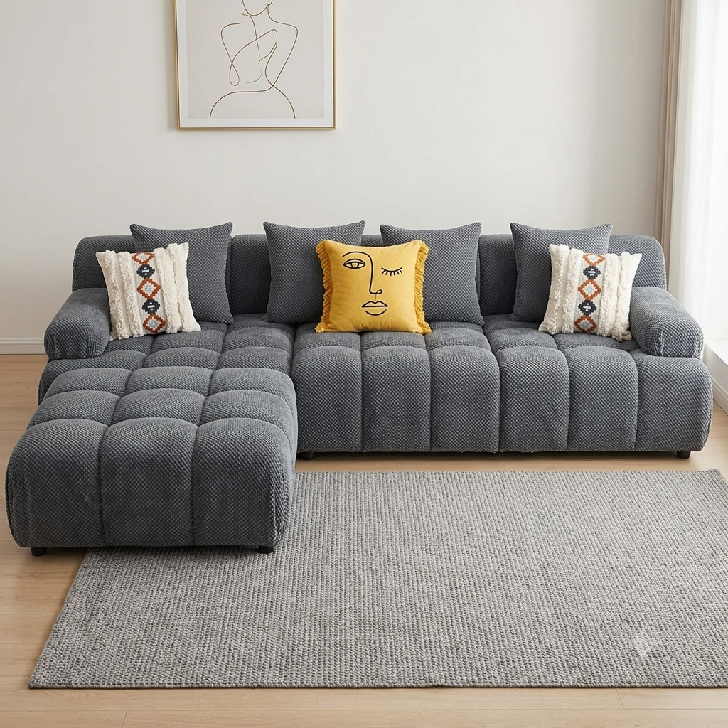 Modern Grey L-Shape Sectional