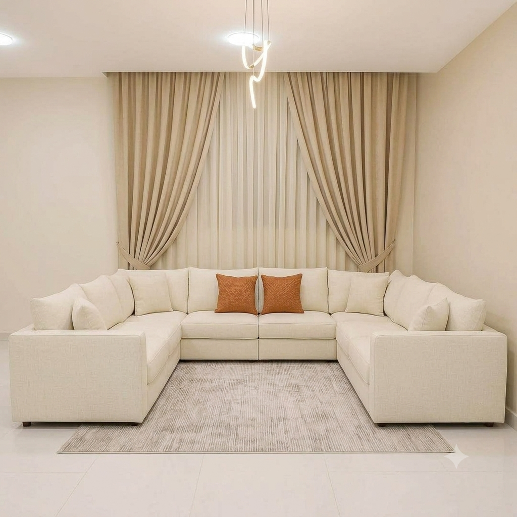 Large White U-Shaped Sectional Sofa
