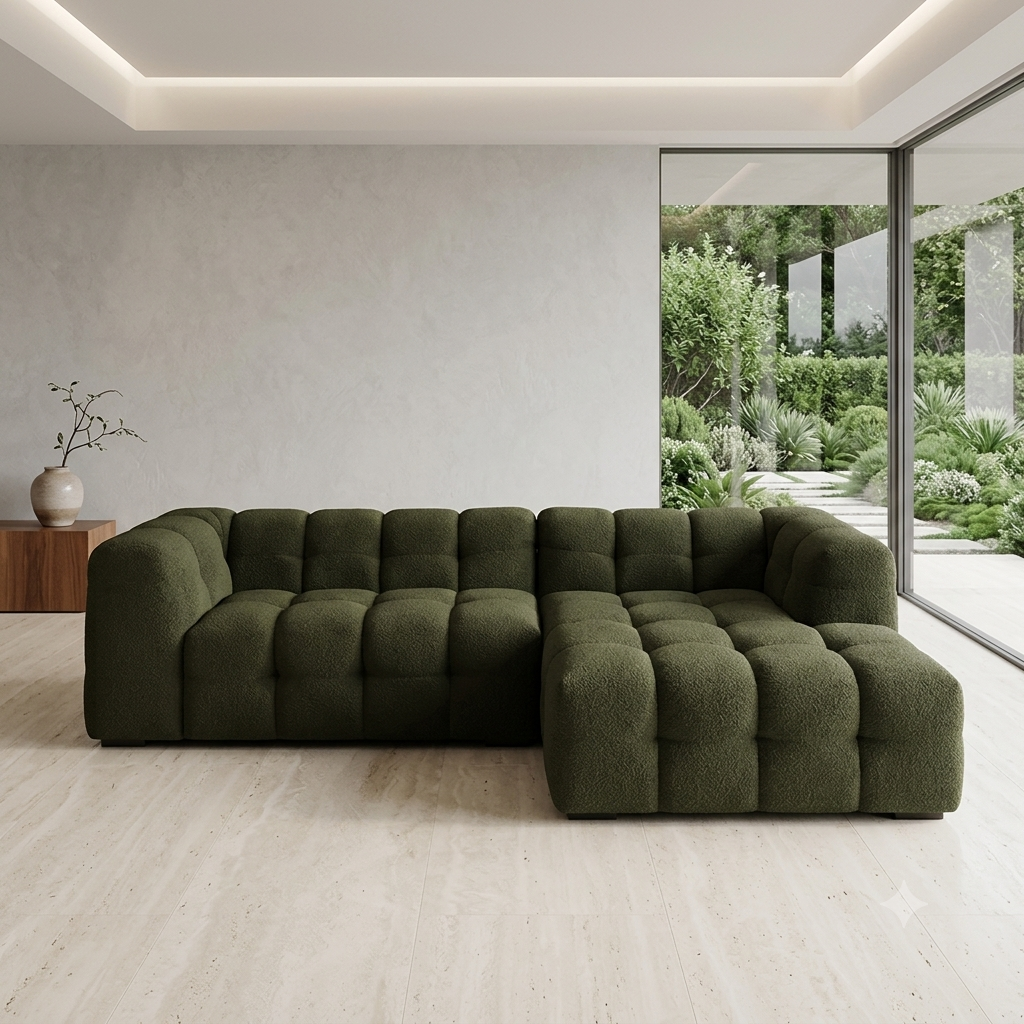 Dark Green Tufted Modular Sectional