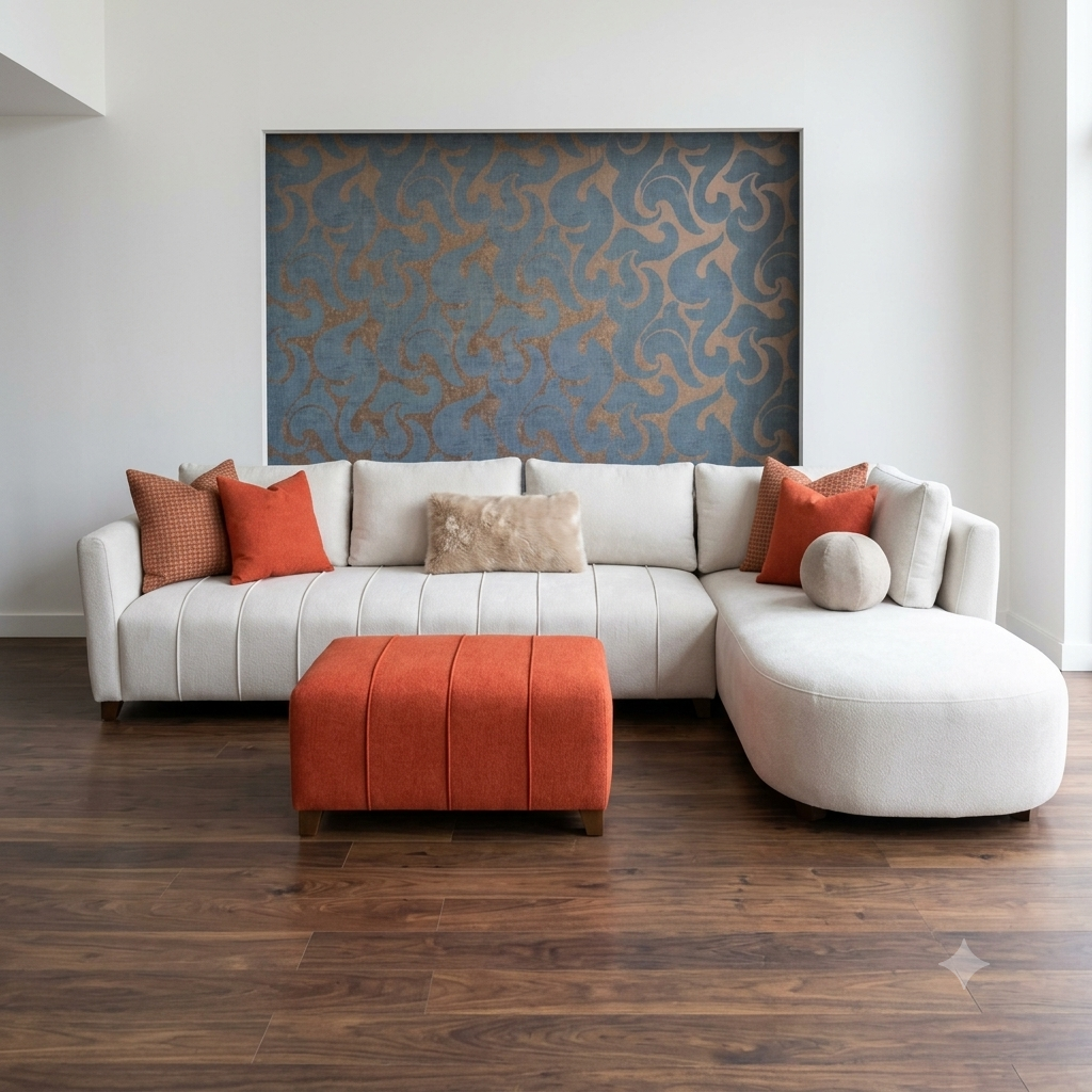 Modern White & Red Modular Sectional