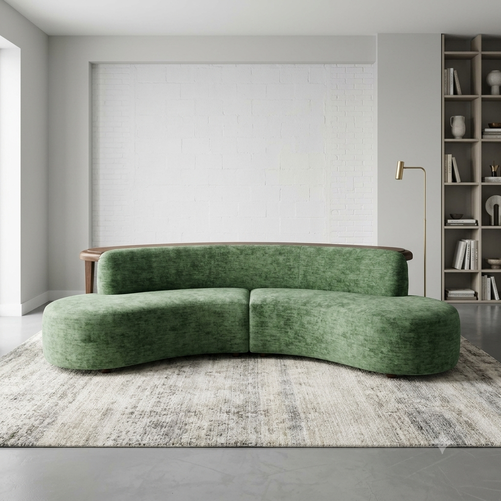 Minimalist Green Curved Sofa