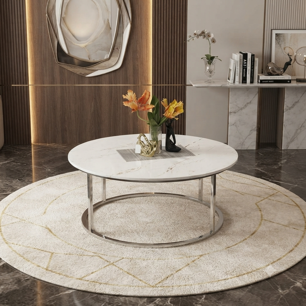 White Marble Round Coffee Table