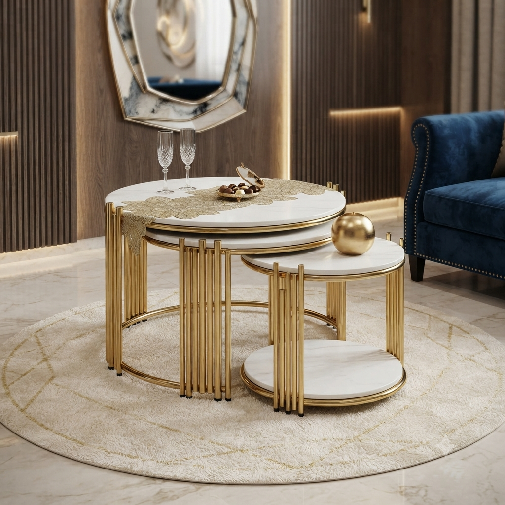 Round Glass Nesting Table Set
