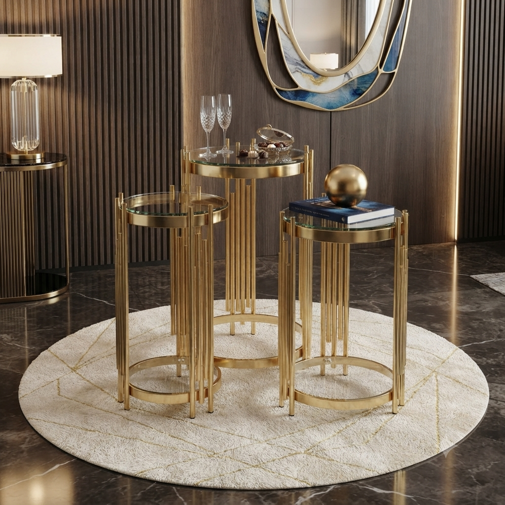 Cylindrical Nesting Coffee Table Trio