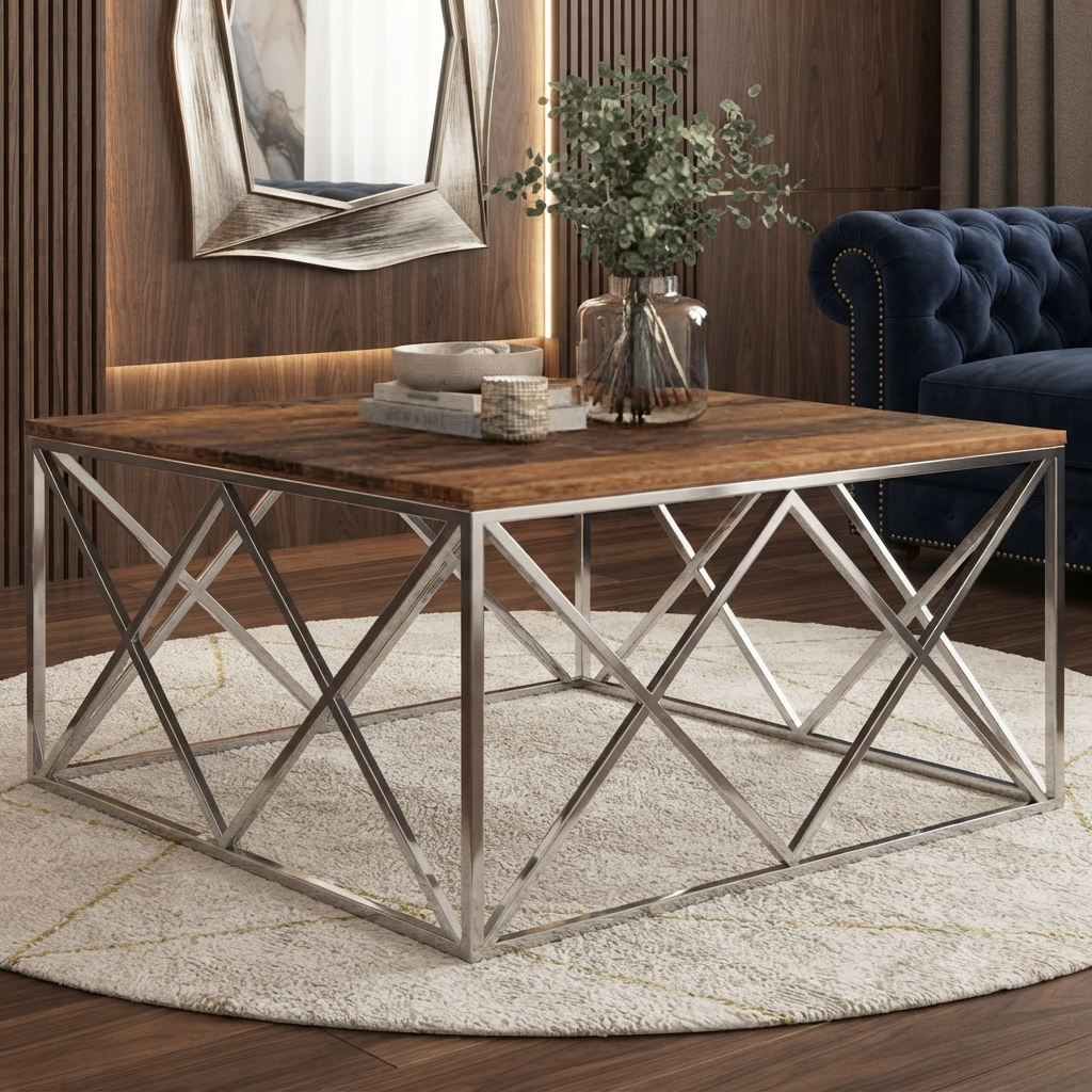 Rustic Square Wooden Coffee Table