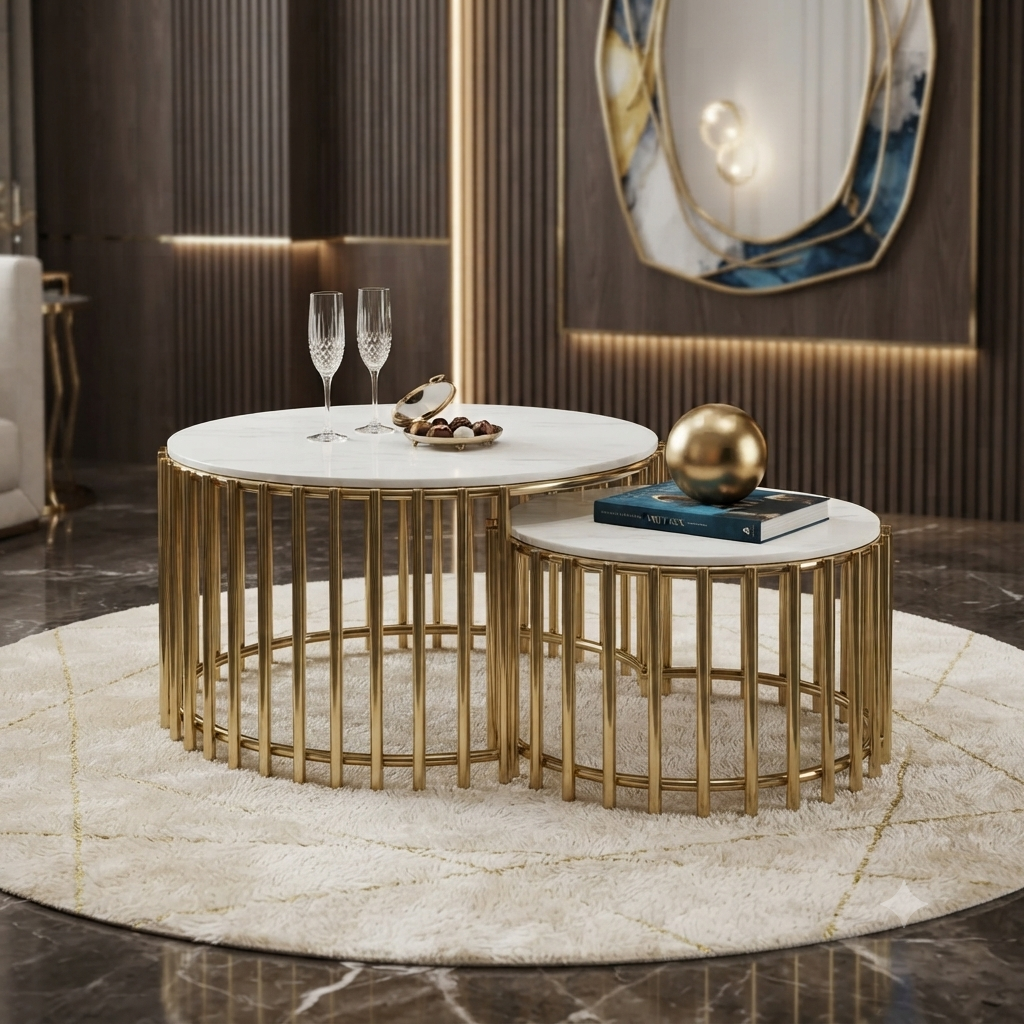 Round Nesting Coffee Table Set